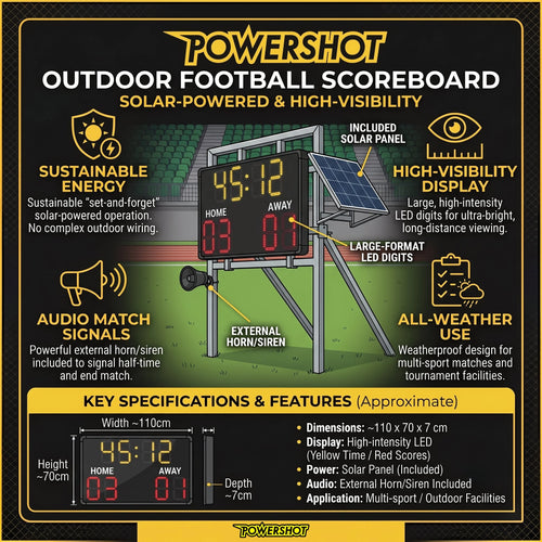 Innovatief scorebord voor buitenvoetbal – 110cm x 70cm x 7cm