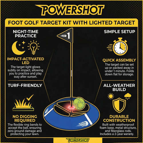 Footgolftargetset met verlicht target