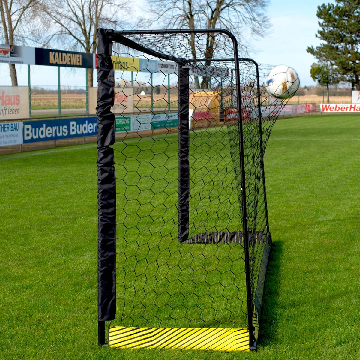 Black steel football goal - 4m x 2m Powershot