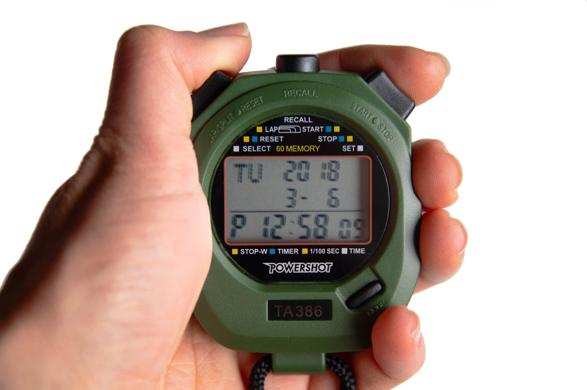 Stopwatch onthoudt maximaal 60 rondes - Set van 24 met draagtas