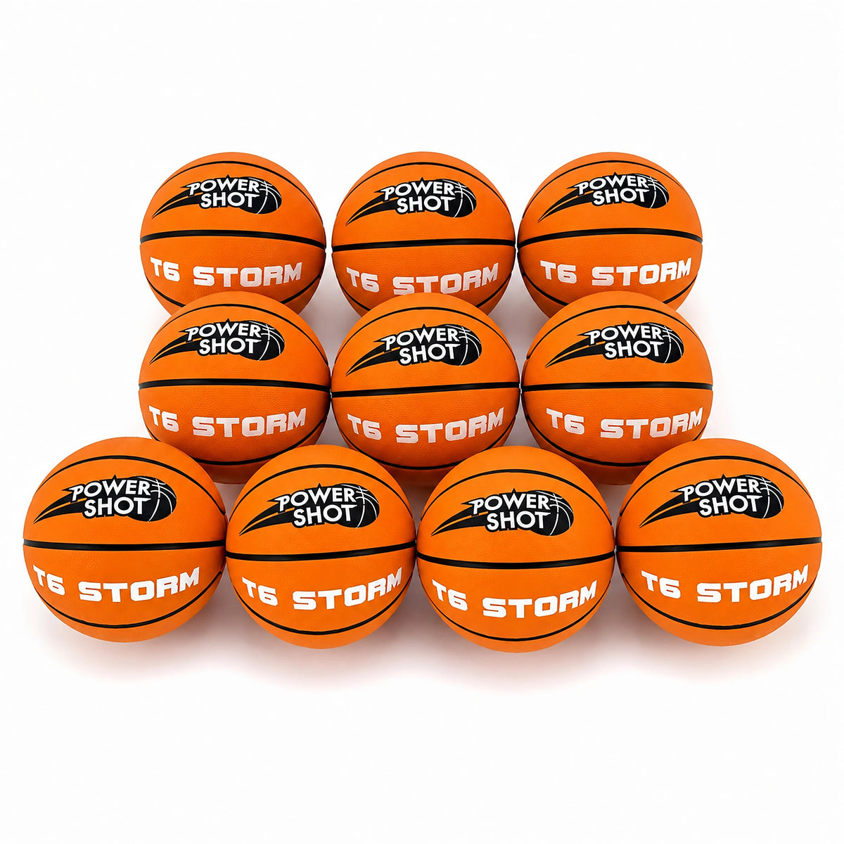 Set van 10 basketballen maat 6 met gratis pomp en opbergtas