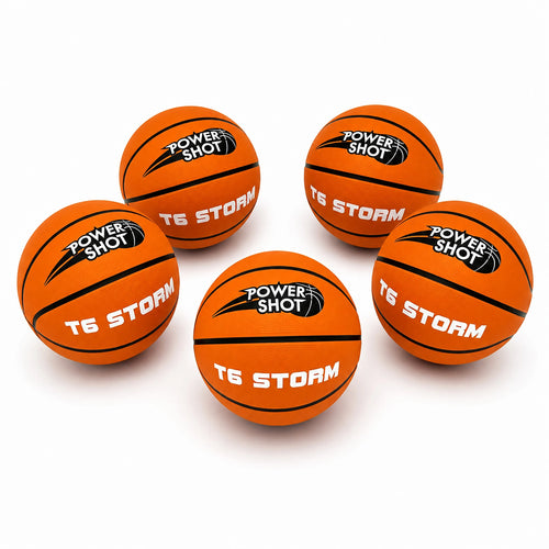 Set van 5 basketballen maat 6 met gratis pomp en opbergtas
