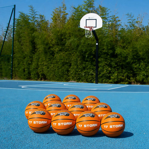 Set van 10 basketballen maat 7 met gratis pomp en opbergtas