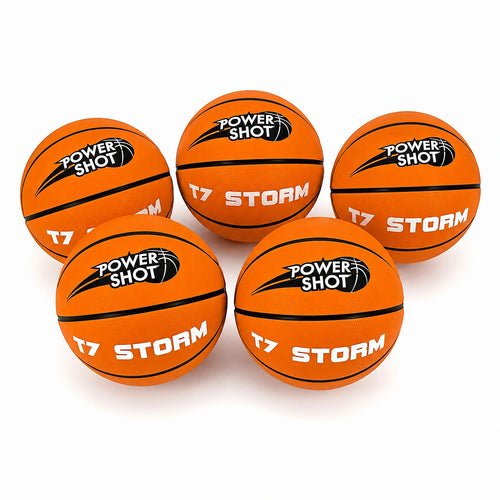 Set van 5 basketballen maat 7 met gratis pomp en opbergtas