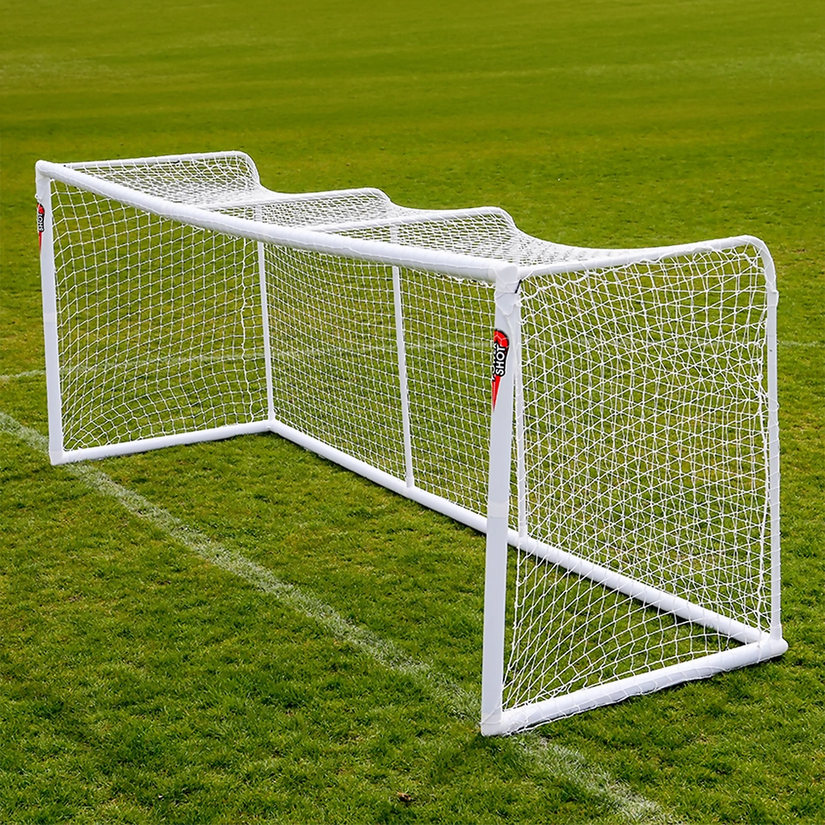STADIUM Modular football goal - 4m x 1.5m and 3m x 1.5m - uPVC - White Powershot