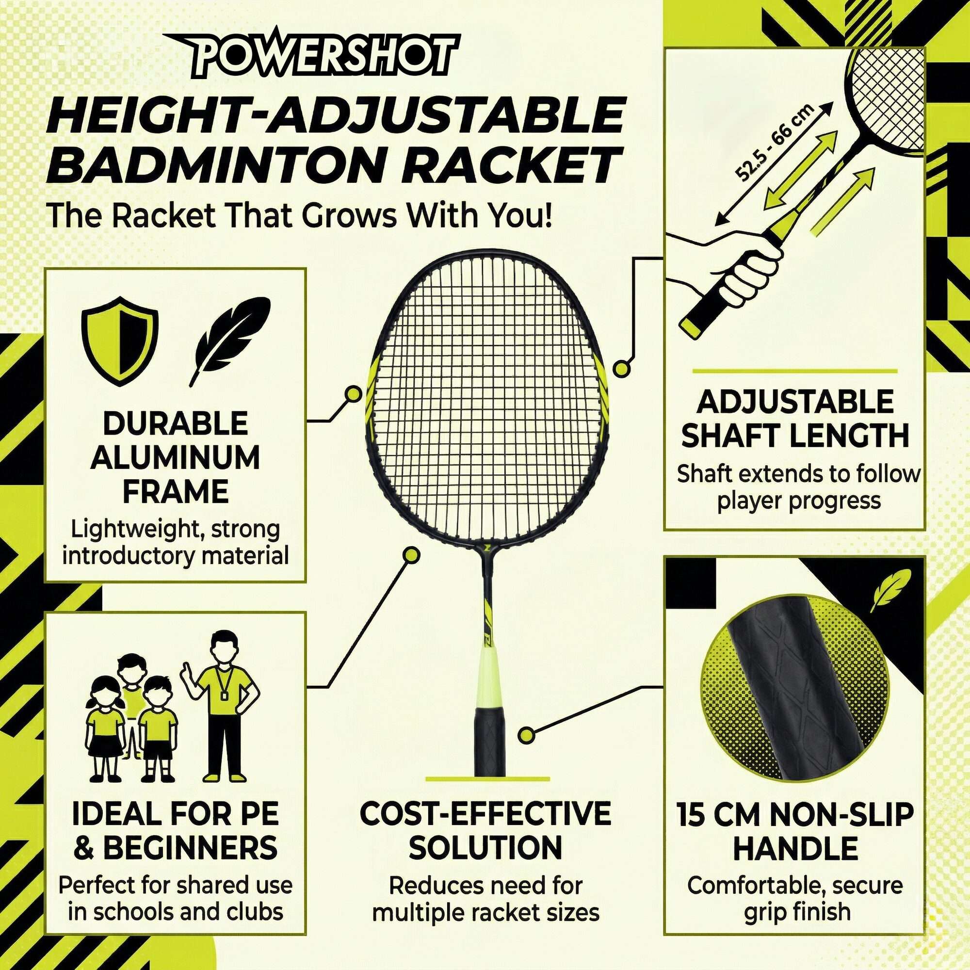 Image du produit : Raquette de badminton réglable en hauteur