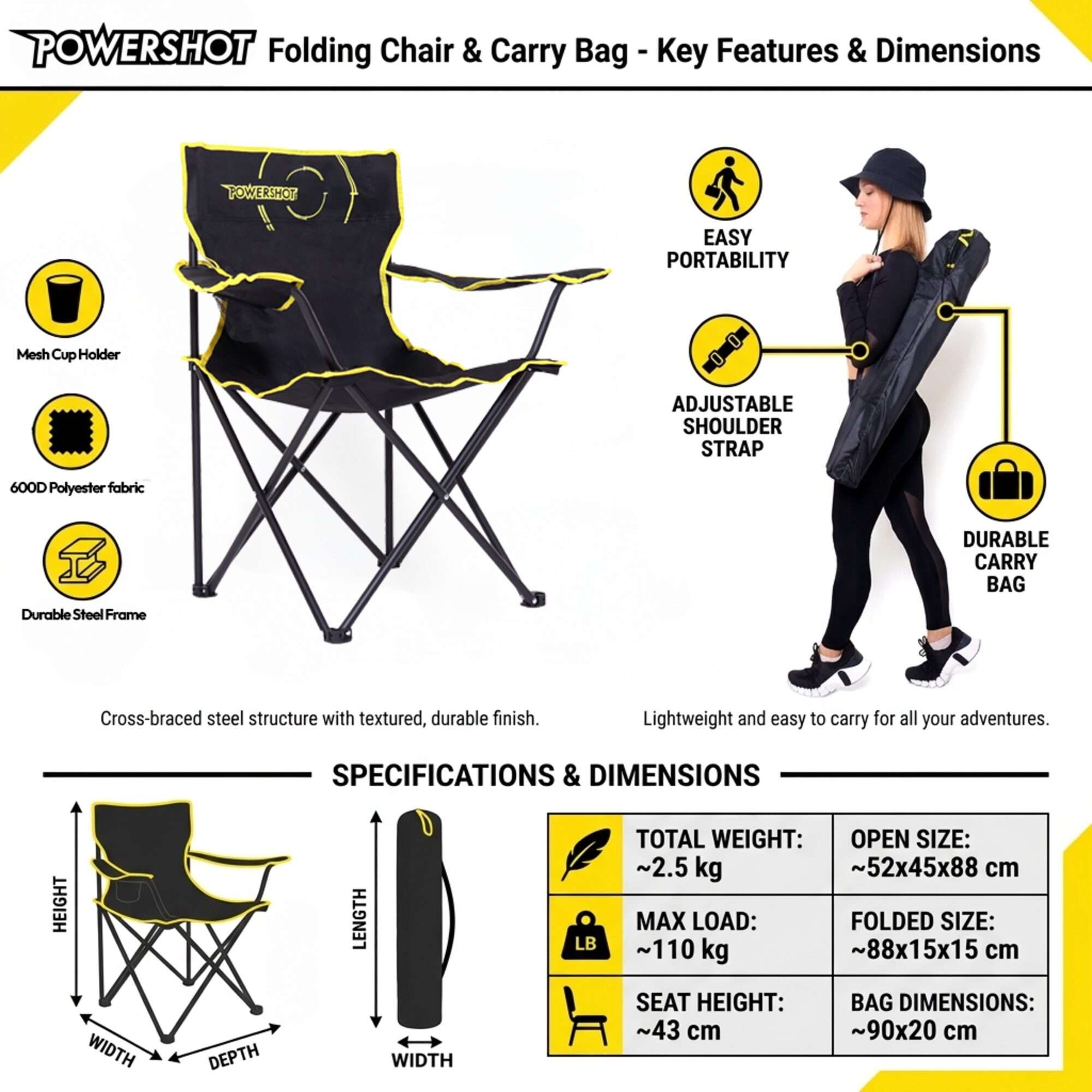 Image du produit : Chaise pliante avec sac de transport