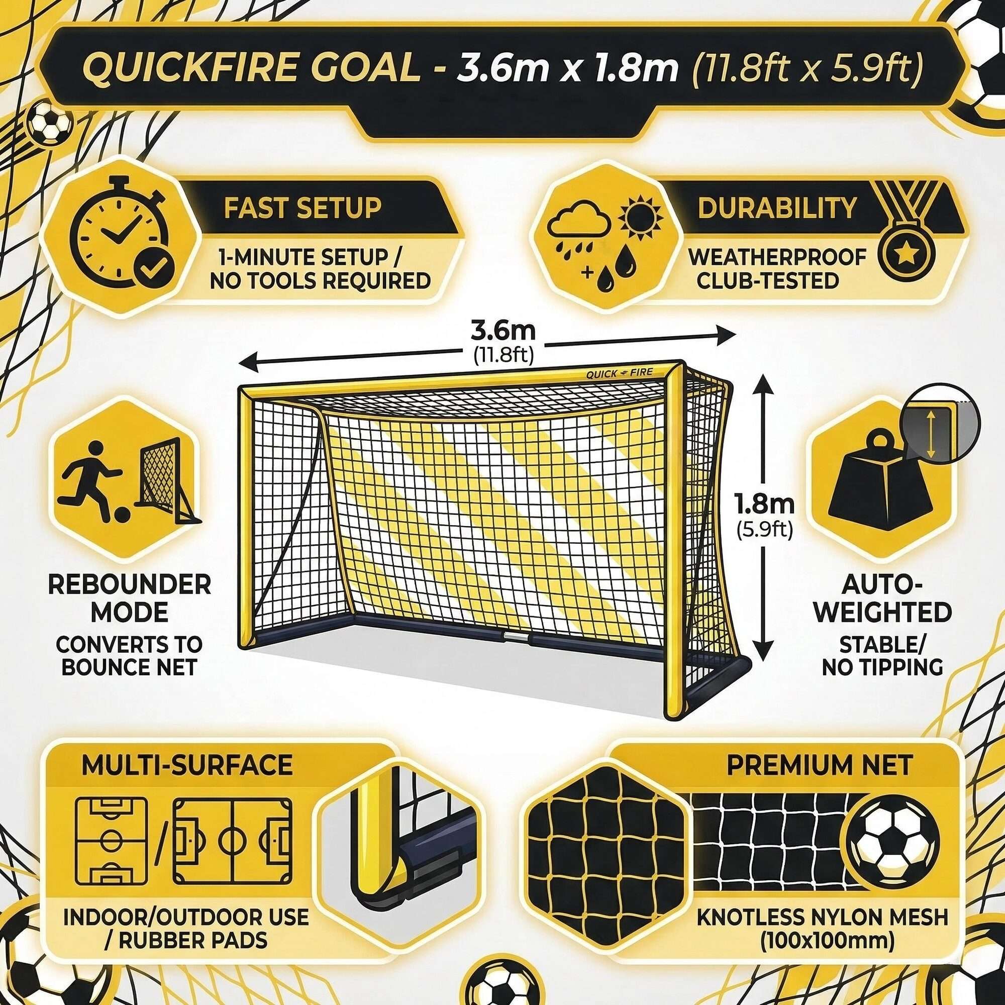 Image du produit : But de football POWERSHOT® QUICKFIRE 3,6 x 1,8 m