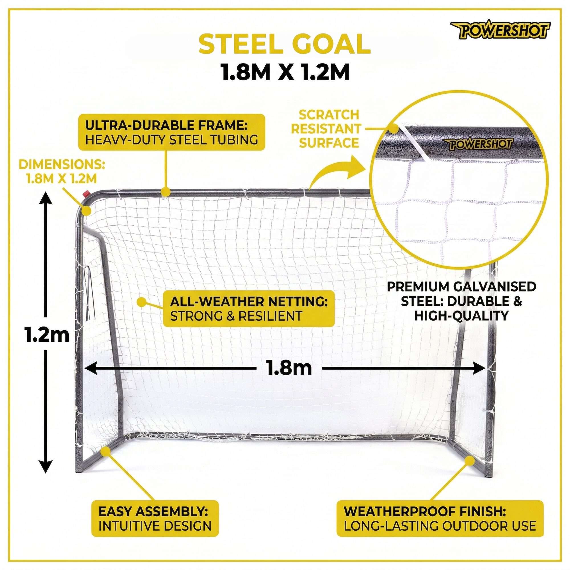 Image du produit : But en acier 1,8 x 1,2m - Ultra résistant !