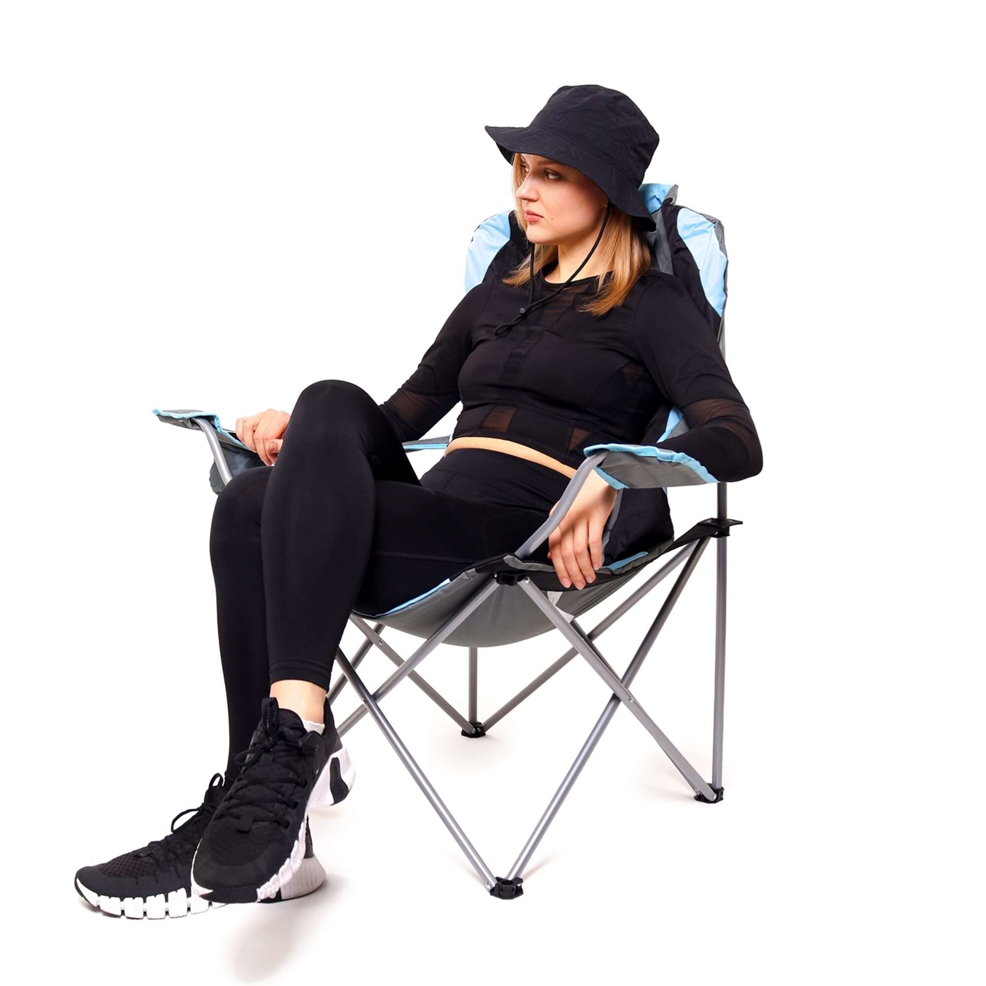 Image du produit : Lot de 2 chaises de camping avec porte bouteille sur l'accoudoir