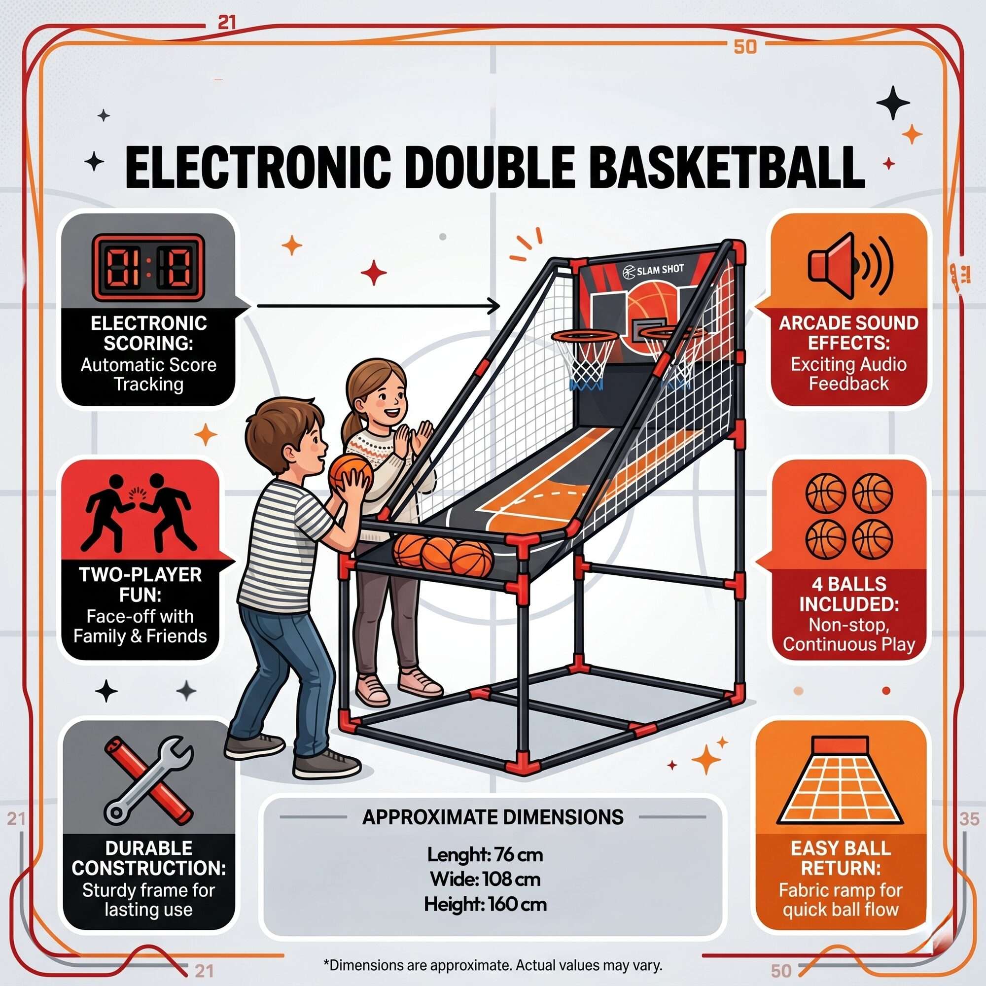 Image du produit : Jeu d'arcade de basketball à double panier