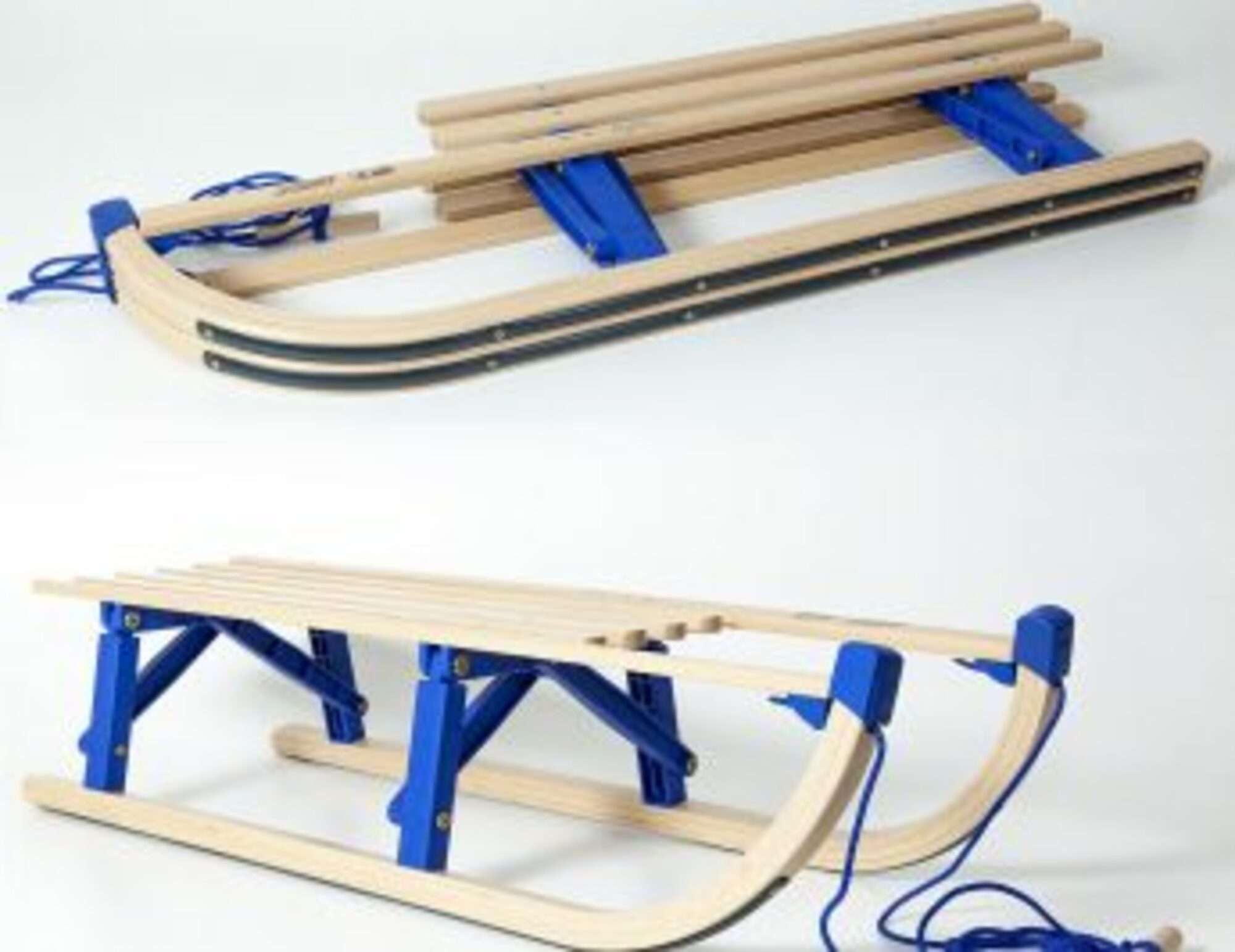 Image du produit : Luge en bois - Folding Davos Blue 100cm - Avec Backseat