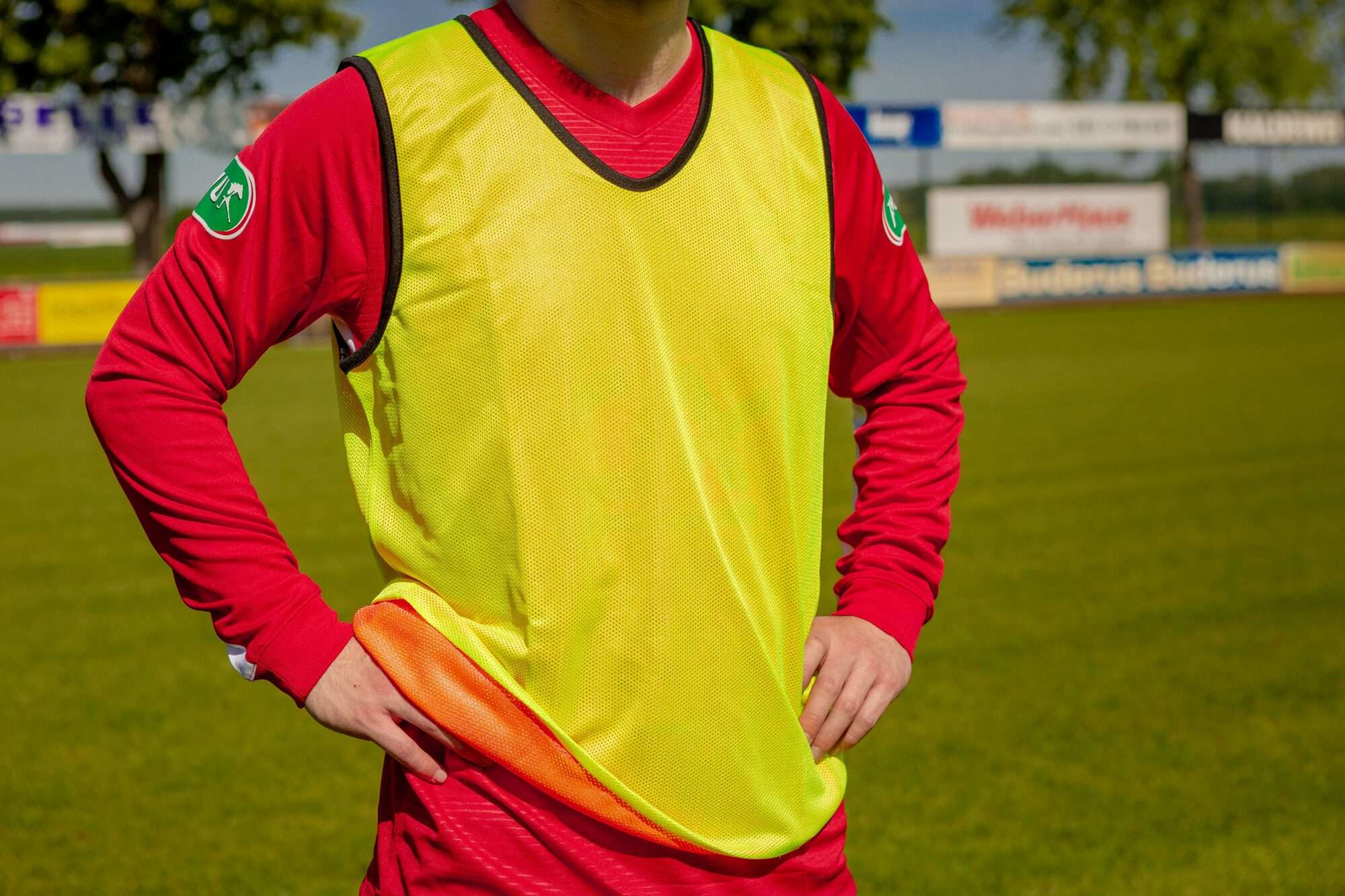 Image du produit : Chasuble d’entrainement réversible - Jaune/Orange - Lot de 5 - M/L