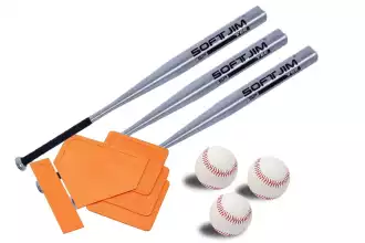 Kit de 3 battes en aluminium, 3 balles et bases de baseball