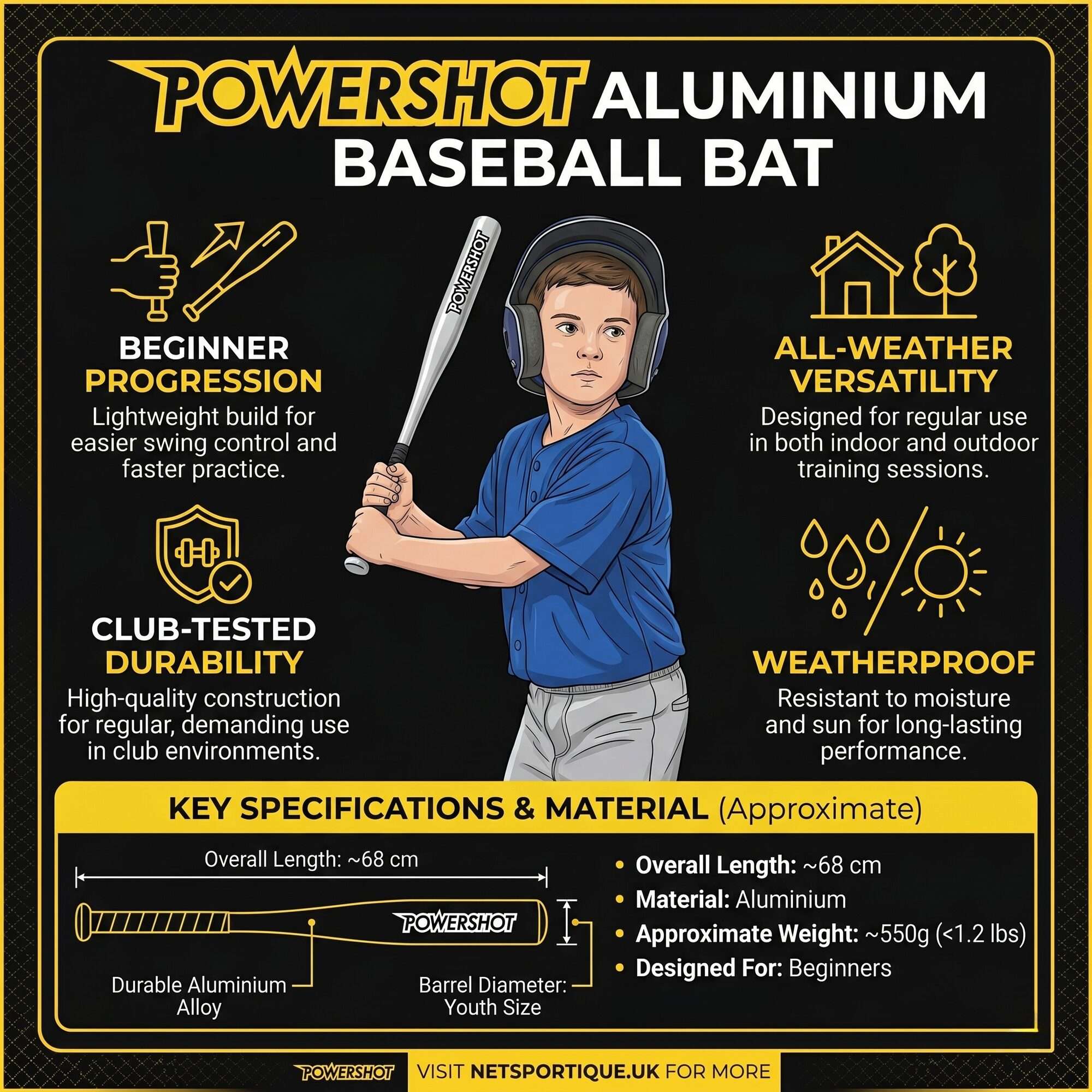 Image du produit : Batte de baseball en aluminium