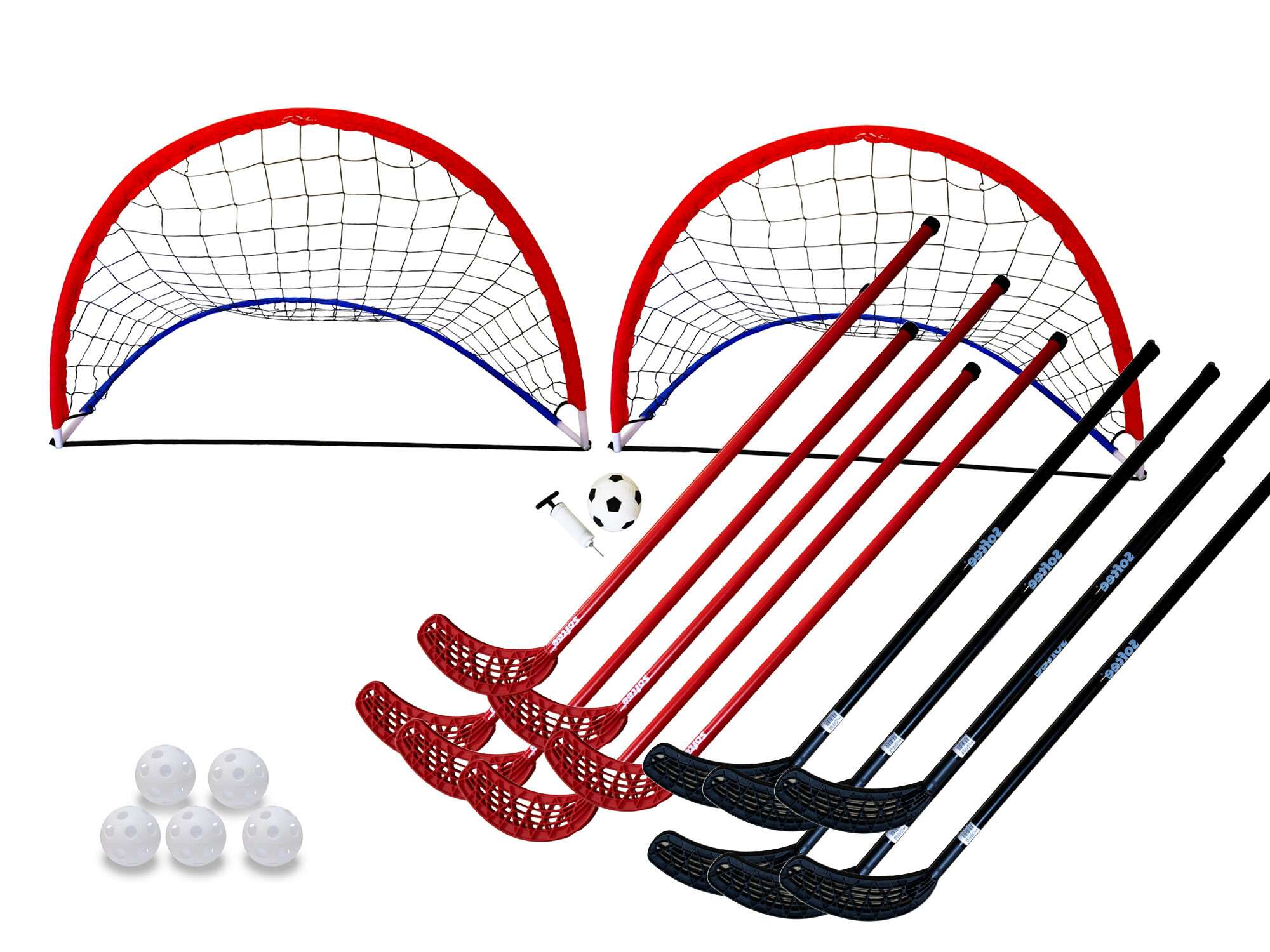 Image du produit : Kit de hockey/floorball - 12 crosses, lot de 5 balles et buts