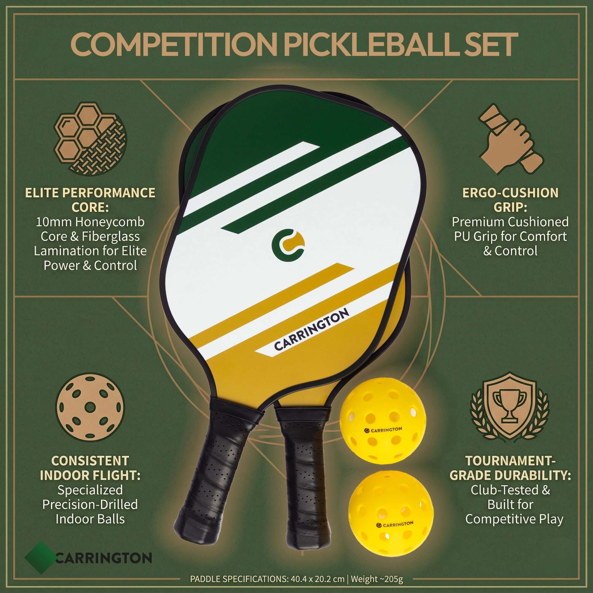 Image du produit : Pickleball - Raquette de compétition - Raquette et balle (lot de 2)